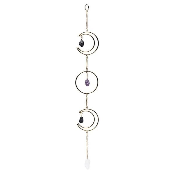 Pendentif fenêtre phases lunaires verticales couleur or -- 56x8cm