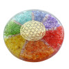 Sous verre Orgonite 7 Chakras avec symbole Fleur de Vie