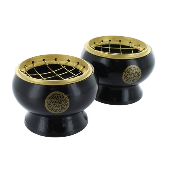 Brûle-encens coloris noir modèle Fleur de Vie