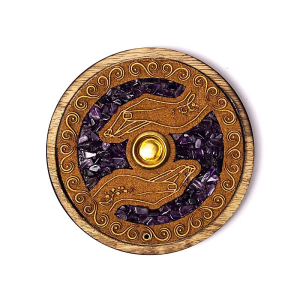 Brûle-encens bâtons et cônes mains guérisseuses améthyste -- 10cm