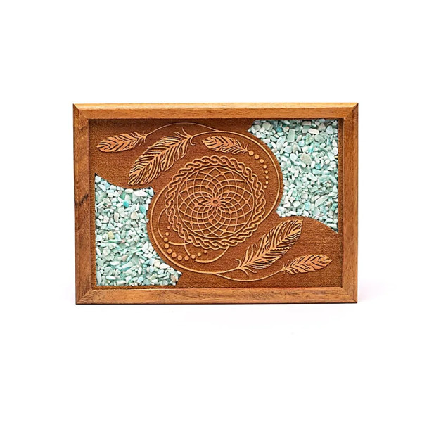Boîte à tarot ou à bijoux attrape-rêves amazonite -- 18x12.5x5.5cm