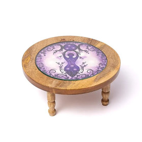 Table d'appoint en bois Déesse de la lune, impression sur verre -- ±1450g； ±30x12,5cm