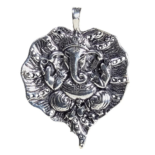 Pendentif Ganesh feuille couleur d'argent -- 4cm