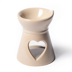 Brûleur cire à fondre aromatique coeur beige -- 8x6.5 cm