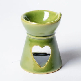 Brûleur cire à fondre aromatique coeur vert -- 8x6.5 cm