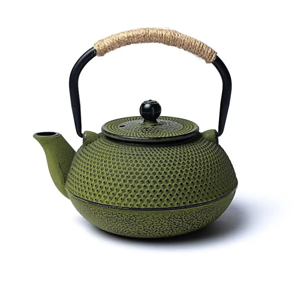 Théière Tetsubin en fonte verte de 0,6 litre (sans revêtement) -- 600 ml； ±1100g