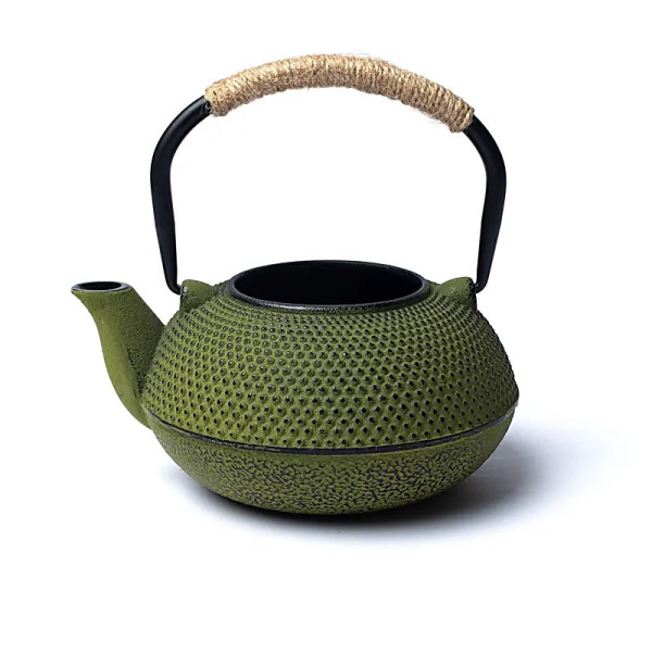 Théière Tetsubin en fonte verte de 0,6 litre (sans revêtement) -- 600 ml； ±1100g