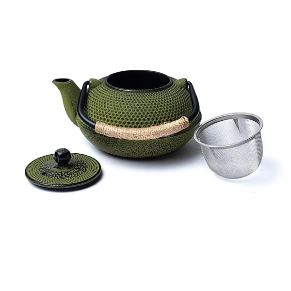 Théière Tetsubin en fonte verte de 0,6 litre (sans revêtement) -- 600 ml； ±1100g