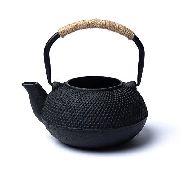 Théière en fonte Tetsubin 0,6 litre noire (sans revêtement) -- 600 ml； ±1100g