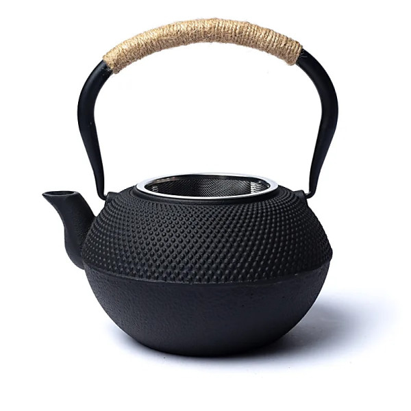 Théière Tetsubin en fonte 1,2 litre noire (sans revêtement) -- 1200 ml； ±1700g