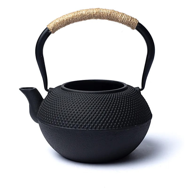 Théière Tetsubin en fonte 1,2 litre noire (sans revêtement) -- 1200 ml； ±1700g