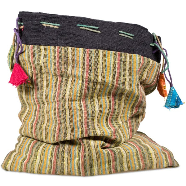 Emballé par 10, Sac en coton vintage  couleurs mélangées -- 18x22 cm