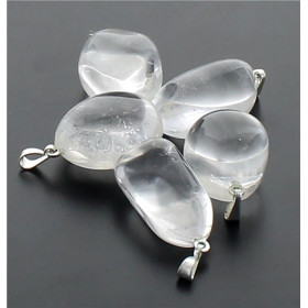 Pendentif pierre roulée - Cristal roche