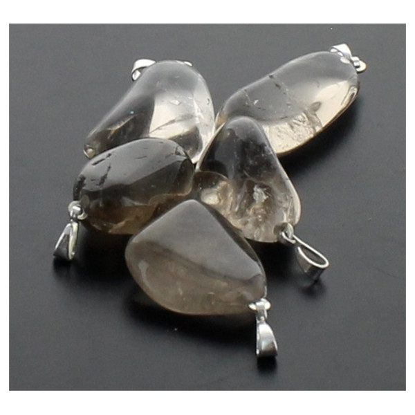 Pendentif pierre roulée - Quartz Fumé