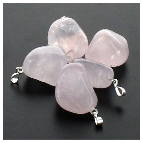Pendentif pierre roulée - Quartz Rose