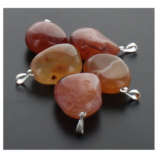 Pendentif pierre roulée - Cornaline chauffée