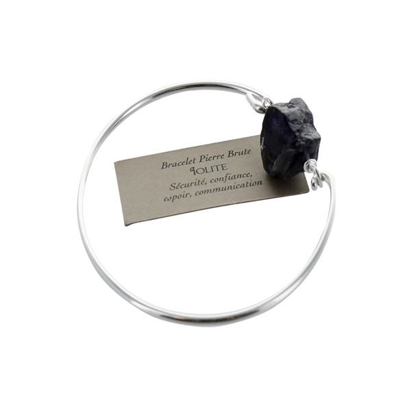 Jonc pierre brute Iolite - Argent 925