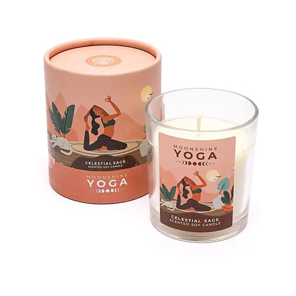 Bougie en cire de soja Moonshine Yoga Sauge Céleste -- 128g