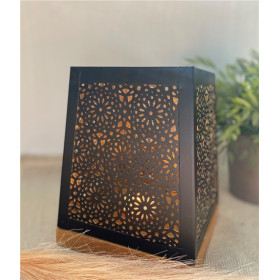 Photophore Carré Base Bois - 15,5 x 20 cm