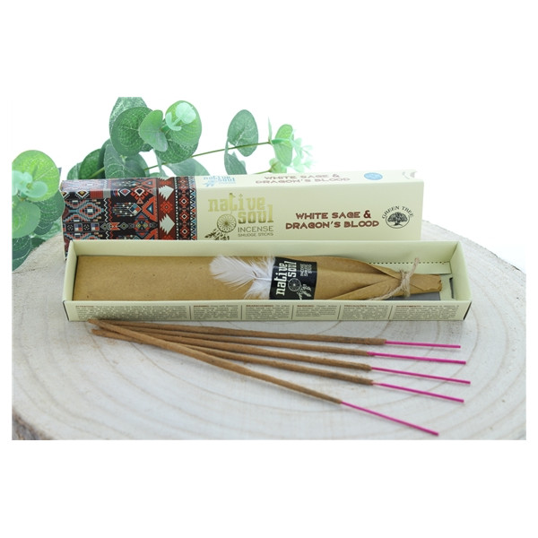 Encens Green Tree Native Soul Sauge Blanche & Sang de Dragon - 15 grs