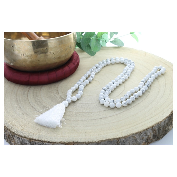 Mala en Howlite Blanche 108 perles
