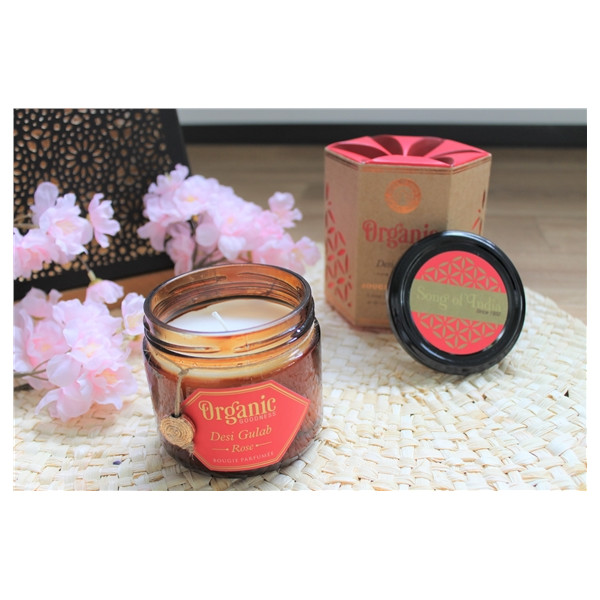 Bougie parfumée Organic en Cire végétale Rose 200 grs
