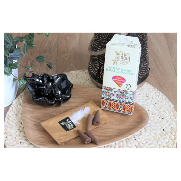 Encens Green Tree Native Soul Sauge Blanche & Palo Santo Cône Backflow