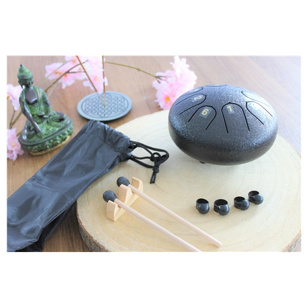 Mini Tongue Drum Noir Diamètre 15 cm