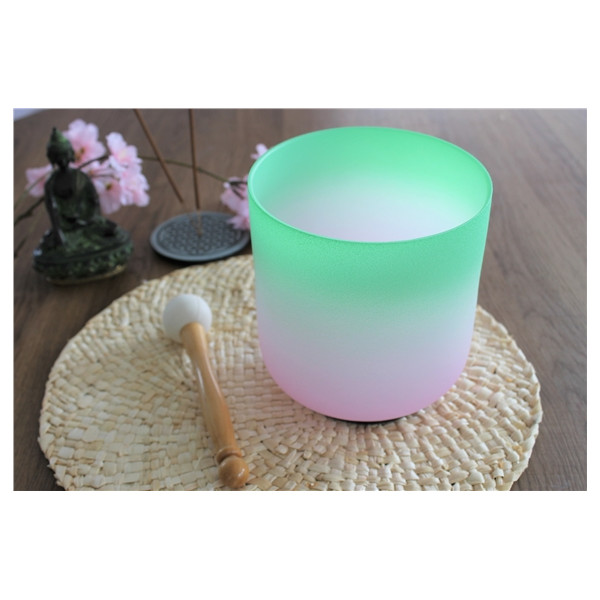 Bol Chantant en Cristal Candy Rose et Vert Diamètre 15 cm