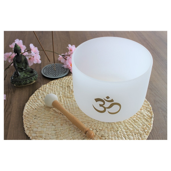 Bol Chantant en Cristal Om Blanc Diamètre 20 cm