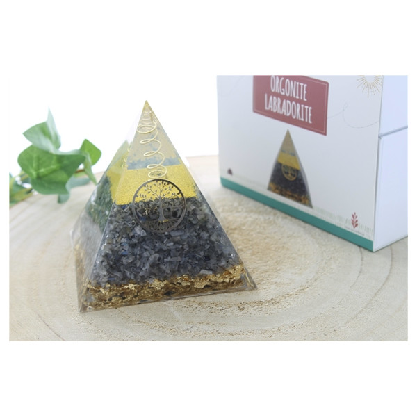 Pyramide Orgonite Labradorite Arbre de vie