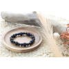 Bracelet Onyx Perles rondes 8 mm et Perles bois teinté noir 1 cm