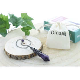 Pendule Pointe Améthyste et Métal argenté vieilli Design Witch