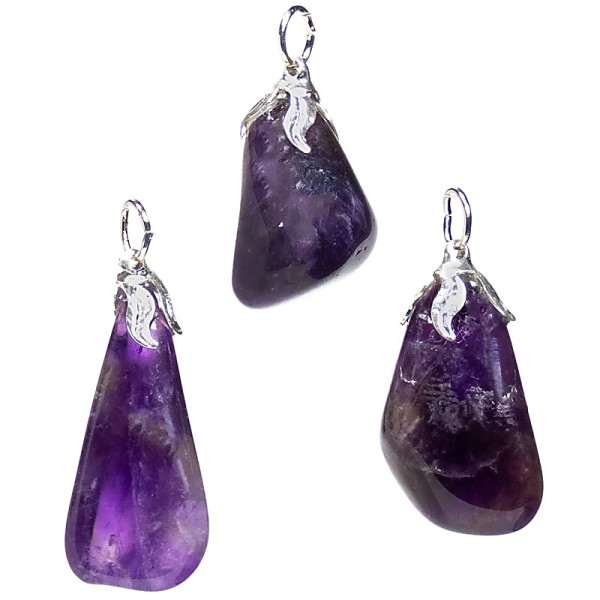 Pendentif pierre gemme Amethyste foncée -- ±1.5-3cm