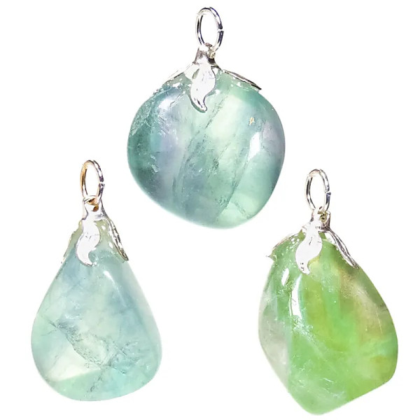 Pendentif pierre gemme Fluorite verte --±1.5-3cm