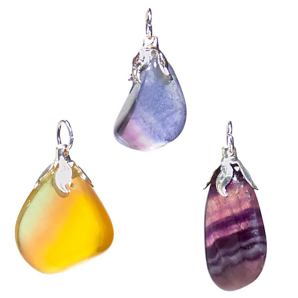 Pendentif pierre gemme Fluorite arc en ciel -- ±1.5-3cm