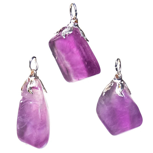 Pendentif pierre gemme Fluorite violette -- ±1.5-3cm