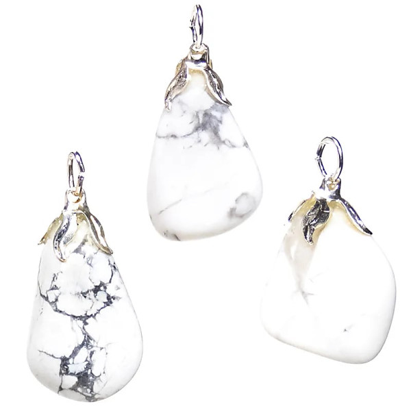 Pendentif pierre gemme Howlite --±1.5-3cm