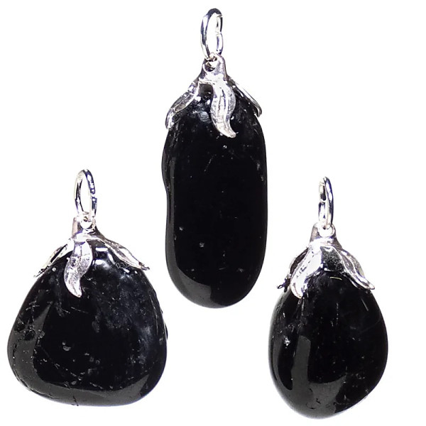 Pendentif pierre gemme Tourmaline noire --±1.5-3cm