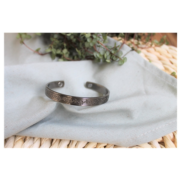 Bracelet cuivre avec Aimants Jonc finition métal argenté