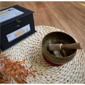 Coffret Bol Chantant Traditionnel Gravure Bouddha Diamètre 14 cm