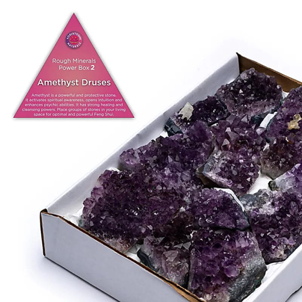 Power box 2 druses d'améthyste curatif -- ±800–1000 g