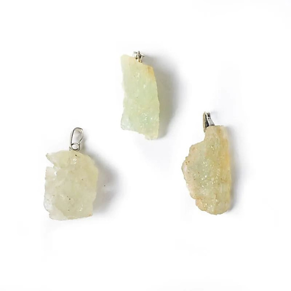 Pendentif pierre précieuse calcite verte brute -- ±2-4cm