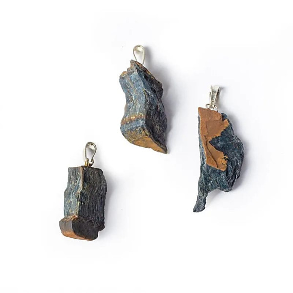 Pendentif pierre précieuse oeil de faucon brute -- ±3.5cm