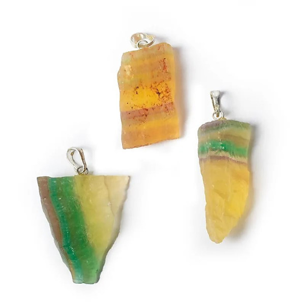 Pendentif pierre précieuse fluorite brute -- ±2.5-4cm