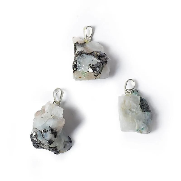 Pendentif pierre de lune blanche brute -- ±3.5cm