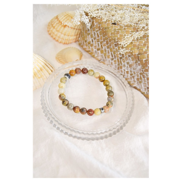 Bracelet Agate Crazy Lace Perles Rondes 8 mm