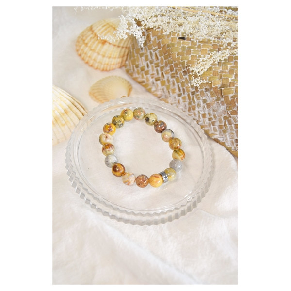 Bracelet Agate Crazy Lace Perles rondes 10 mm