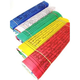 Emballé par 10, Drapeaux de priÃ¨re tibétains S fil de 5 -- 12.5x12.5x120 cm