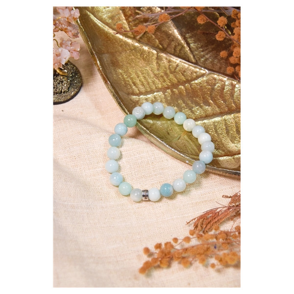 Bracelet Amazonite Perles rondes 8 mm